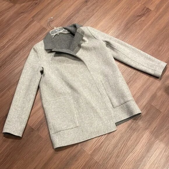 New Theory Sileena R Winsome open front spread collar reversible cashmere coat - Picture 11 of 16